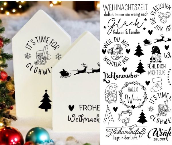 A5 Rub-On Sticker WEIHNACHTEN RANDLOS, für Raysin, Keraflott, Glas