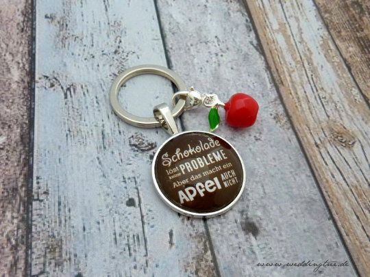 Anhänger Schokolade, Schlüssel, Schlüsselanhänger, Apfel, Geschenk Freundin, Schlüsselübergabe, neue