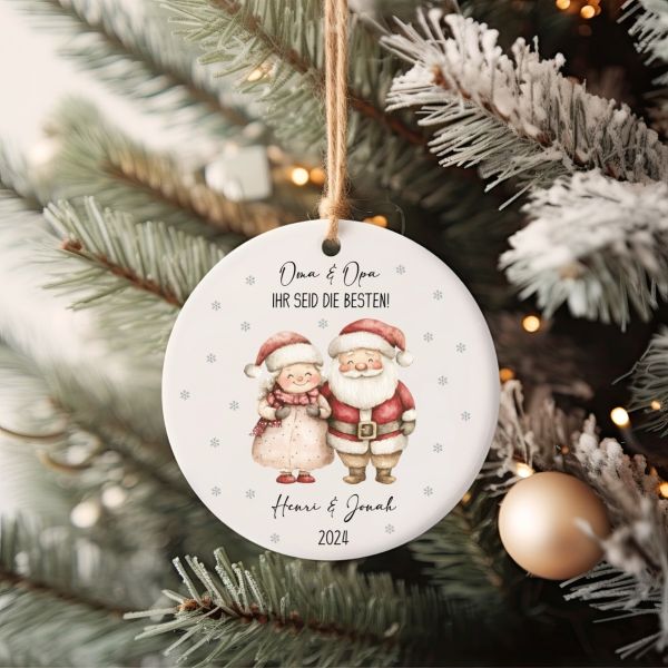 Personalisiertes Weihnachtsbaum Ornament Oma & Opa Ihr seid die Besten Keramik Weihnachtsmann