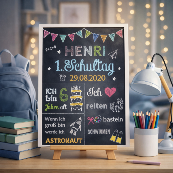 Einschulungstafel | Meilensteintafel zur Einschulung | Design bunt