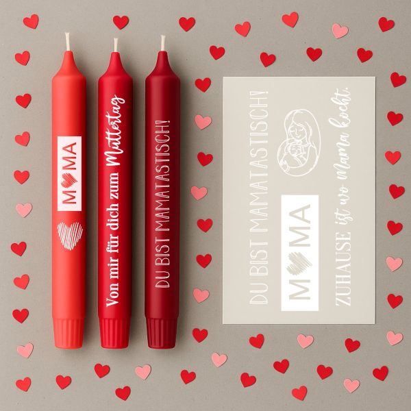 Weiße Kerzenfolie DIN A4 – Mama Sprüche – Tattoofolie für Kerzen & Keramik DIY Geschenk Muttertag