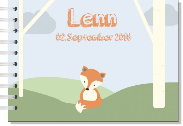Gästebuch zur Taufe Fuchs mit Personalisierung und Gästefragen