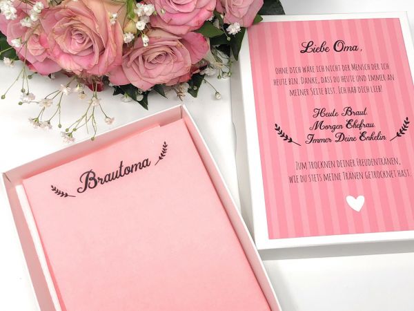 Hochzeit Taschentuch für Freudentränen "Braut Oma" Stofftaschentuch