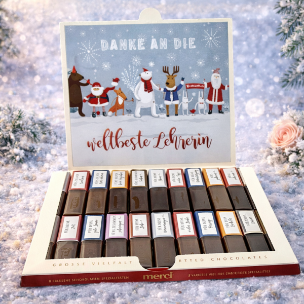 Aufkleber Set für Merci Schokolade | Weihnachtsgeschenk für die Lehrerin