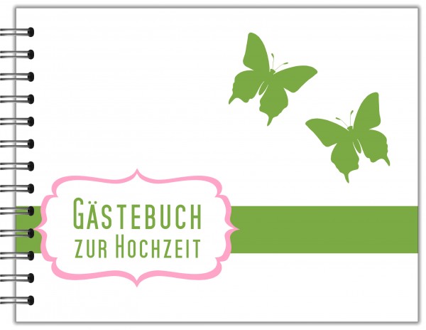 GÄSTEBUCH ZUR HOCHZEIT | RINGBUCH SCHMETTERLINGE WEIß GRÜN