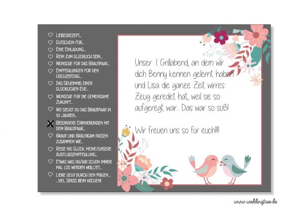 Hochzeitsspiel 52 Karten, Postkartenspiel, ein Jahr voller Grüße