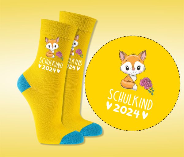 EINSCHULUNG Schulkind Socken GESCHENK für die Schultüte Fuchs