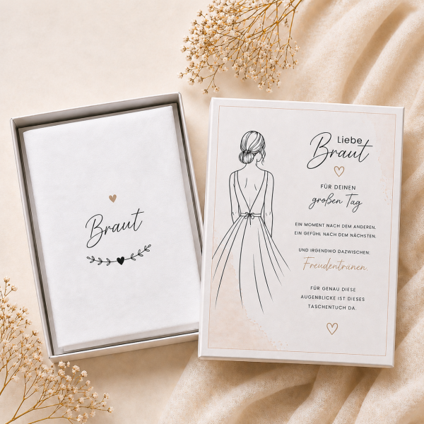 Hochzeit Taschentuch für Freudentränen "Braut" Stofftaschentuch