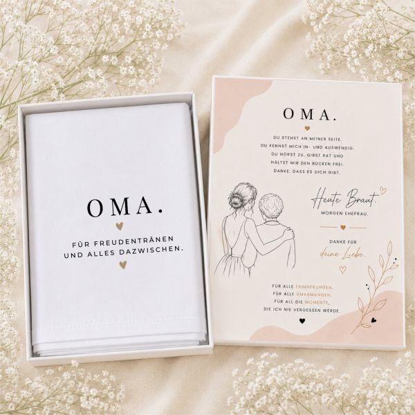 Hochzeit Taschentuch für Freudentränen "Braut Oma" Stofftaschentuch