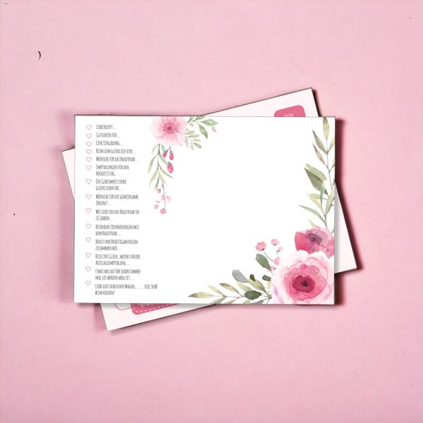 52 Karten Hochzeitsspiel | Postkartenspiel | Watercolor Rose