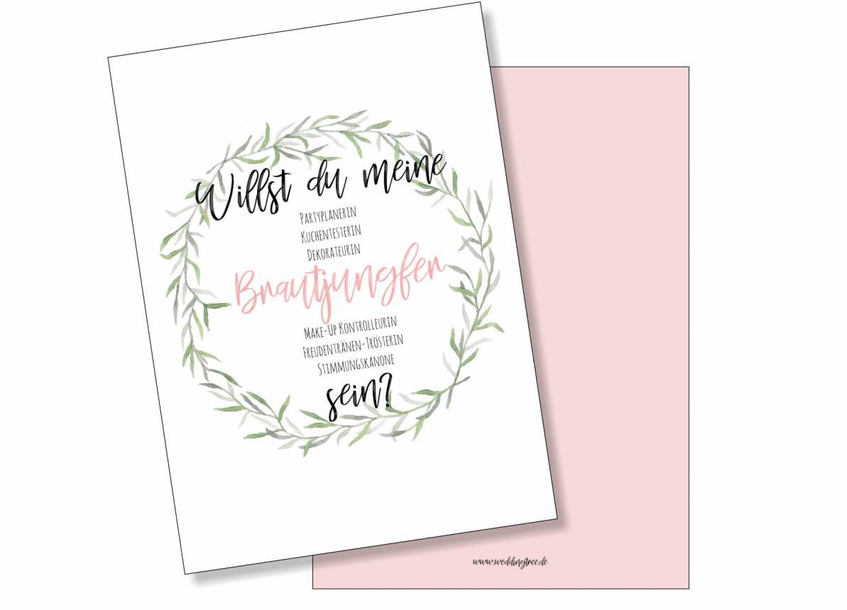 Postkarte Brautjungfer Willst du meine Brautjungfer sein? Weddingtree