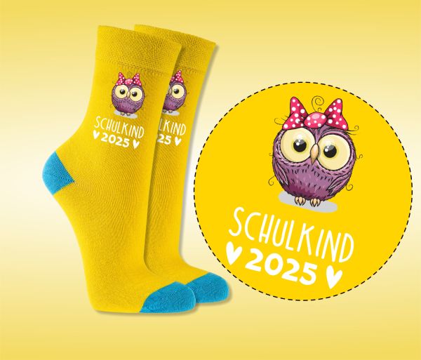 EINSCHULUNG Schulkind Socken GESCHENK für die Schultüte Eule