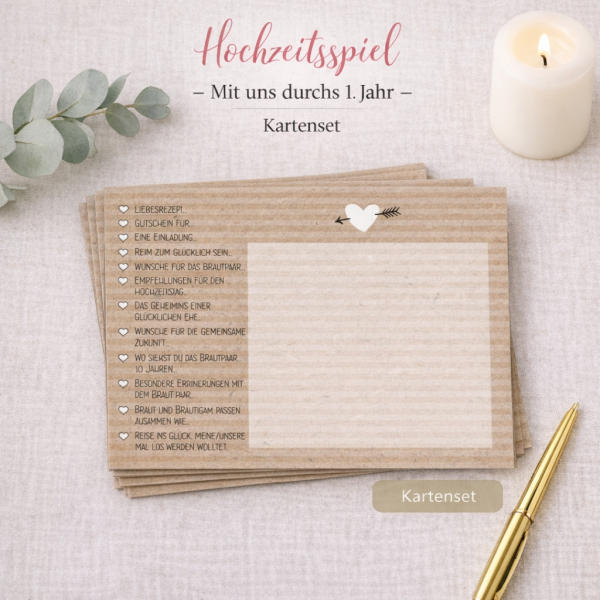 Hochzeitsspiel 52 Karten | Kraftpapieroptik