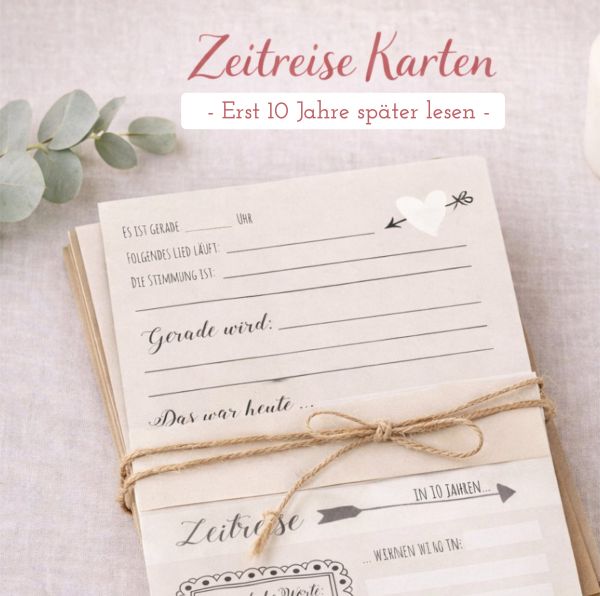 Hochzeitsspiel Zeitreise | Zeitkapselkarten Kraftpapieroptik