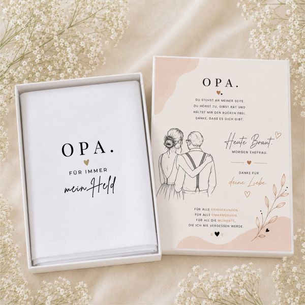 Hochzeit Taschentuch für Freudentränen "Braut Opa" Stofftaschentuch