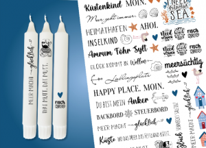 Kerzen Tattoofolie - MARITIM MEER Verschenken - für Kerzen / Keramik DIN A4 Kerzen Tattoofolie - MARITIM MEER Verschenken - für Kerzen / Keramik DIN A4