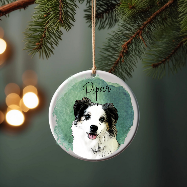 Personalisiertes Hunde-Ornament mit Foto + Namen für Hundeliebhaber Weihnachtsbaumschmuck Haustier