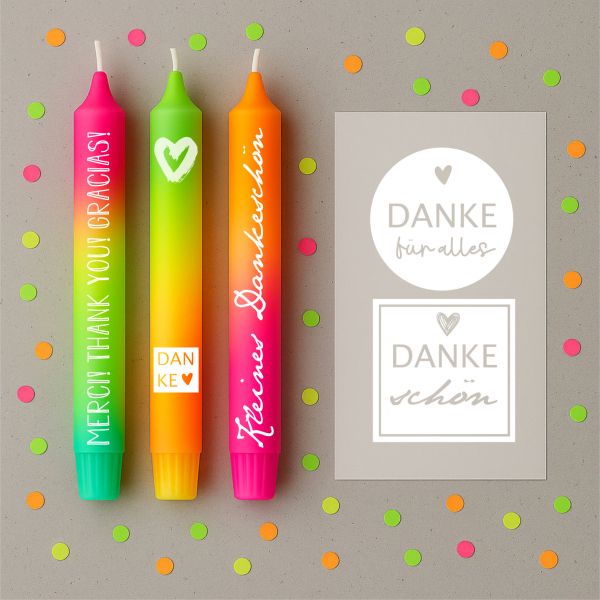 Weiße Kerzenfolie DIN A4 – Danke Sprüche – Tattoofolie für Kerzen & Keramik DIY Geschenk Dankeschön