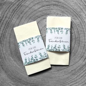 Freudentränen Hochzeit Taschentücher Banderolen - Eukalyptus DIY Banderolen als Deko für Gäste-Tasch Freudentränen Hochzeit Taschentücher Banderolen - Eukalyptus DIY Banderolen als Deko für Gäste-Tasch