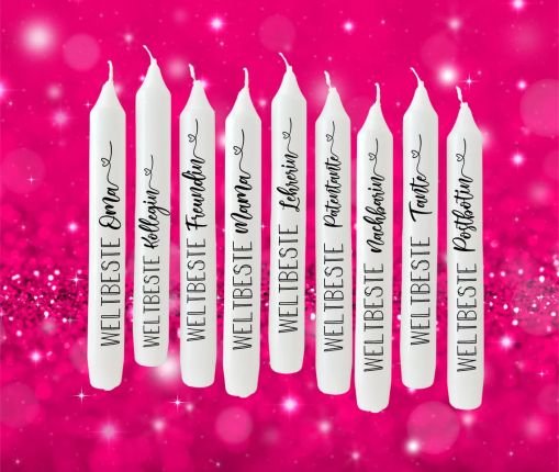 DIN A4 Kerzen Tattoofolie - WELTBESTE - Sprüche zum Verschenken - für Kerzen / Keramik