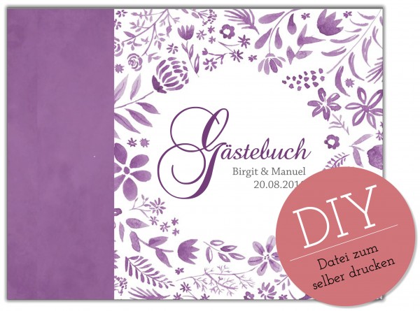 DIY GÄSTEBUCHSEITEN ZUM SELBER DRUCKEN | LILA BLUMEN (PDF)