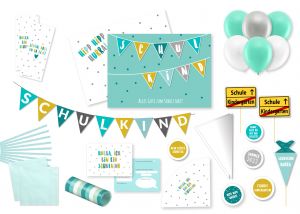 Einschulungsparty Box in Türkis Einschulungsparty Box in Türkis