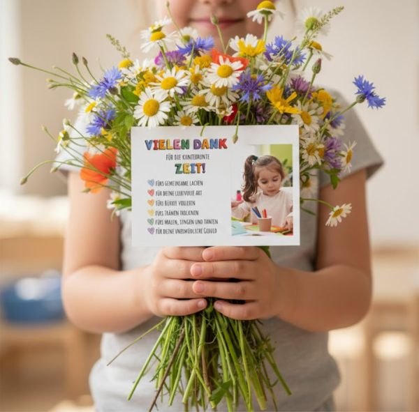 Karte „Danke für die kunterbunte Zeit“ – Abschied Kindergarten & Kita (A6)
