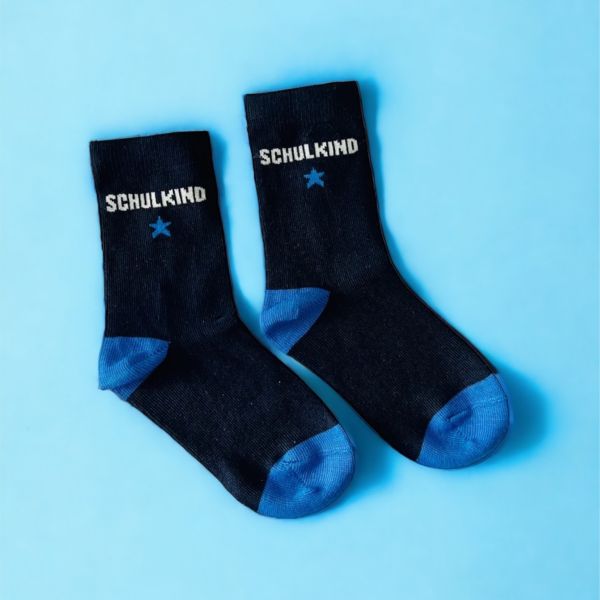 EINSCHULUNG Schulkind Socken GESCHENK für die Schultüte blau