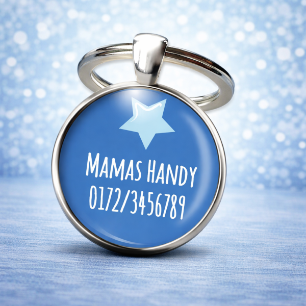 Einschulung Geschenk | Notfallnummer Anhänger – Motiv Stern