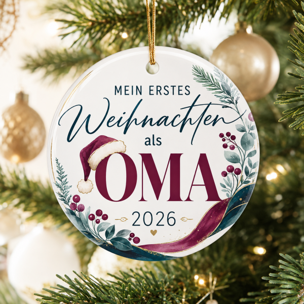Erstes Weihnachten als Oma – personalisierter Weihnachtsanhänger 2026