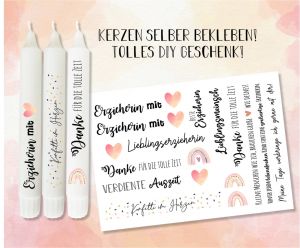 Kerzensticker Erzieherin auf Wasserschiebefolie Geschenk Abschied Weihnachten Geburtstag Kerzensticker Erzieherin auf Wasserschiebefolie Geschenk Abschied Weihnachten Geburtstag