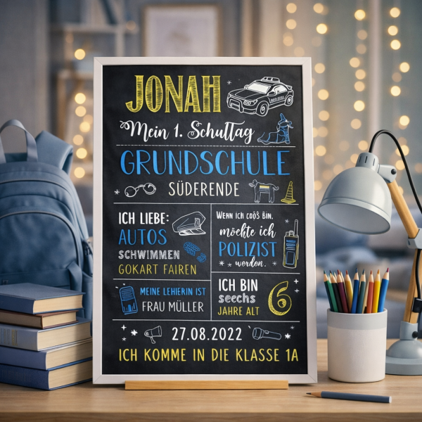 Einschulungstafel | Meilensteintafel zur Einschulung | Thema Polizei
