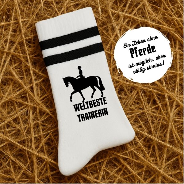 Weltbeste Trainerin – Reitsocken personalisiert | Geschenk Reitlehrerin