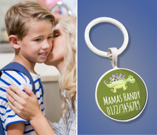 Kinder Anhänger Notfallnummer Dino