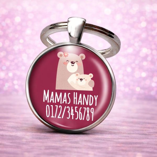 Einschulung Geschenk | Notfallnummer Anhänger – Motiv Bärchen