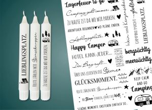 Kerzen Tattoofolie - CAMPING Verschenken - für Kerzen / Keramik DIN A4 Kerzen Tattoofolie - CAMPING Verschenken - für Kerzen / Keramik DIN A4