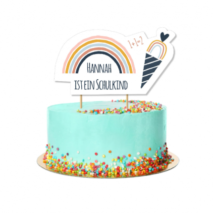 DIY Kuchenstecker Regenbogen und Schultüte personalisiert mit Namen