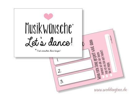 Musikwunschkarten für die Hochzeit | Rosa Herz