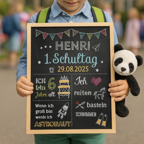 Einschulungstafel, Meilensteintafel zur Einschulung, Design bunt
