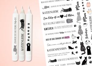 Kerzen Tattoofolie - Kerzensticker KATZEN - Sprüche zum Verschenken Kerzen Tattoofolie - Kerzensticker KATZEN - Sprüche zum Verschenken