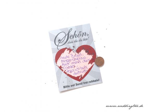 Gastgeschenk Hochzeit - Rubbelkarten Rotes Herz