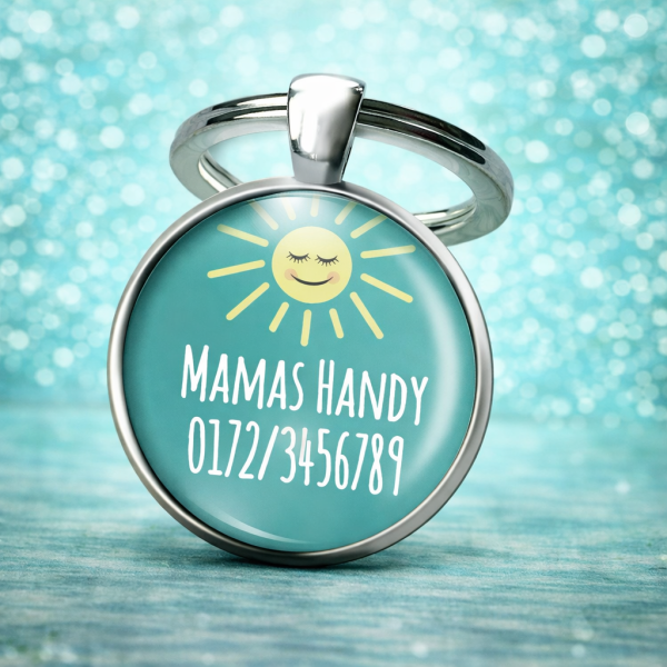 Einschulung Geschenk | Notfallnummer Anhänger – Motiv Sonne