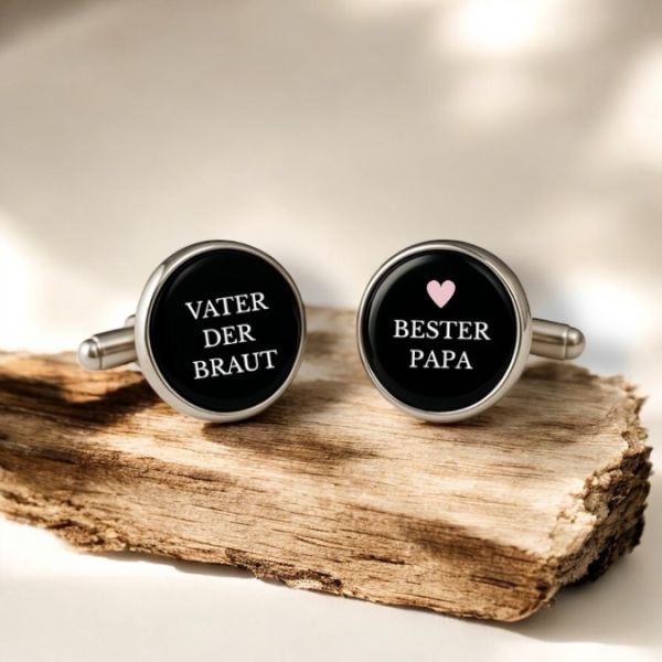 Edle Manschettenknöpfe „Vater der Braut & Bester Papa“ – Hochzeitsgeschenk
