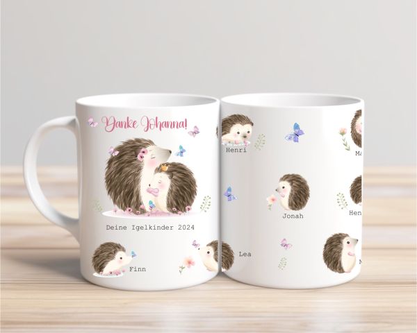 Igel-Gruppe – personalisierte Tasse zum Kindergartenabschied – mit Namen