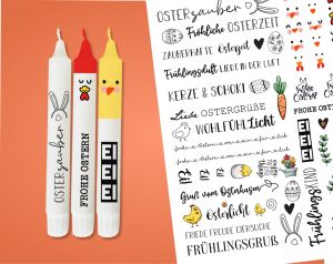 Kerzen Tattoofolie - Kerzensticker OSTERN Sprüche Osterzauber Kerzen Tattoofolie - Kerzensticker OSTERN Sprüche Osterzauber