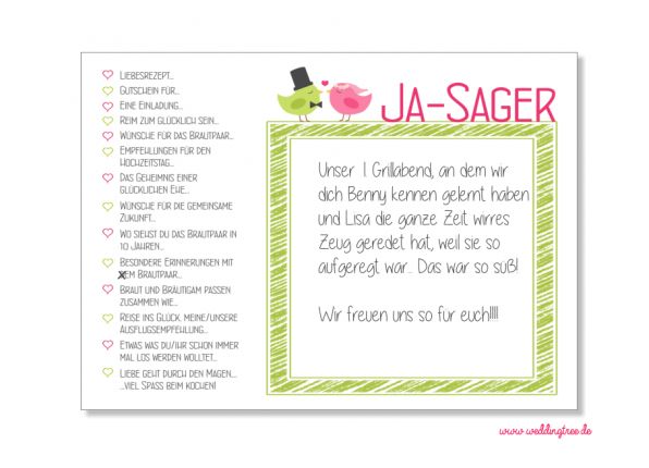 52 Karten Hochzeitsspiel | Postkartenspiel | Grün Rosa Vögelchen