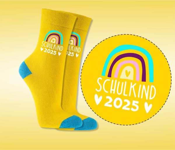 EINSCHULUNG Schulkind Socken GESCHENK für die Schultüte Regenbogen