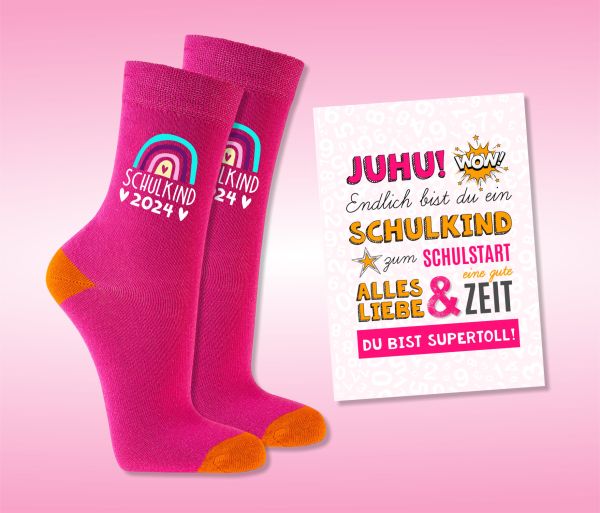 EINSCHULUNG Schulkind Socken GESCHENK für die Schultüte Regenbogen