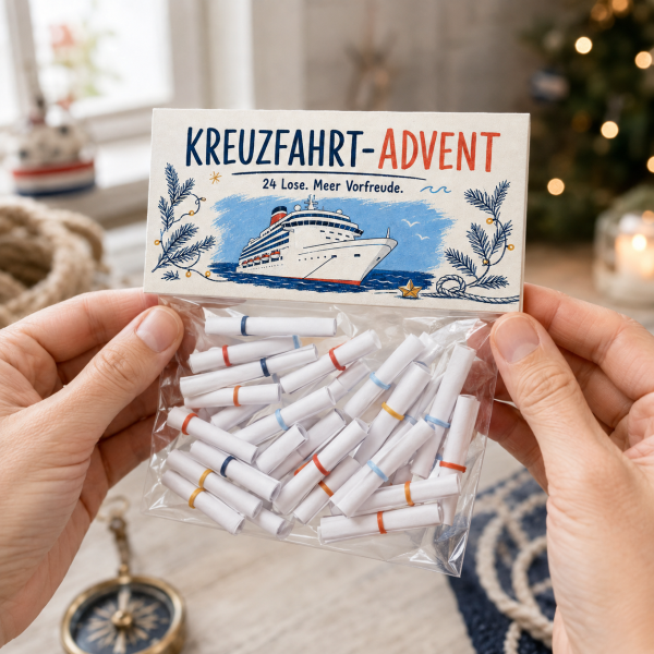 Kreuzfahrt Countdown & Adventskalender – 24 Lose zum Ausdrucken, Geschenk für Kreuzfahrtfans