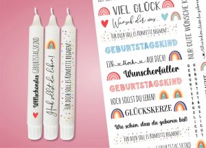 Kerzen Tattoofolie - GEBURTSTAG - Sprüche zum Verschenken - für Kerzen / Keramik DIN A4 Kerzen Tattoofolie - GEBURTSTAG - Sprüche zum Verschenken - für Kerzen / Keramik DIN A4